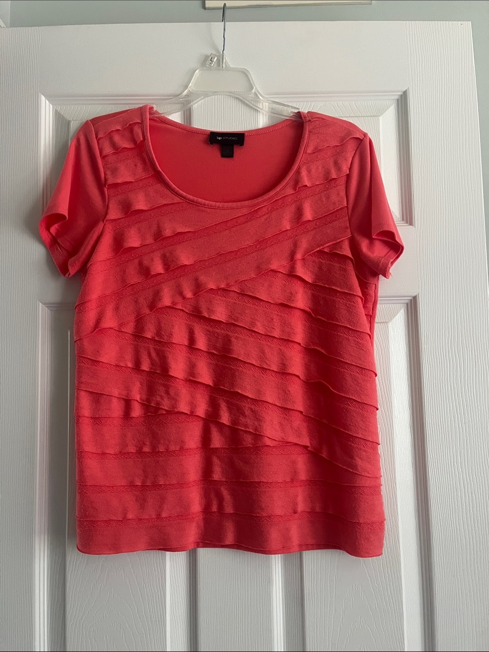 AB Studio Coral Layered Ruffle Short Sleeve Tee